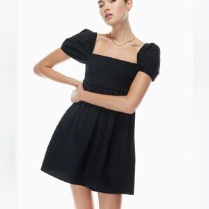 Aritzia Sunday Best Hadley Black Puff Sleeve Babydoll Mini Dress Size XS